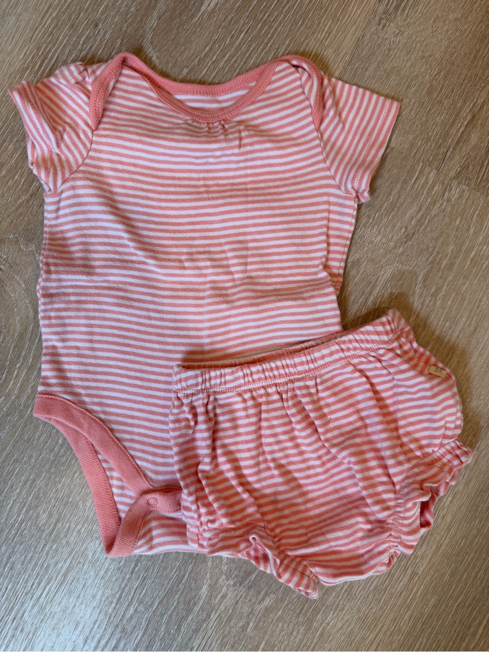GAP Pink and White Striped Onesie with Matching Diaper Cover